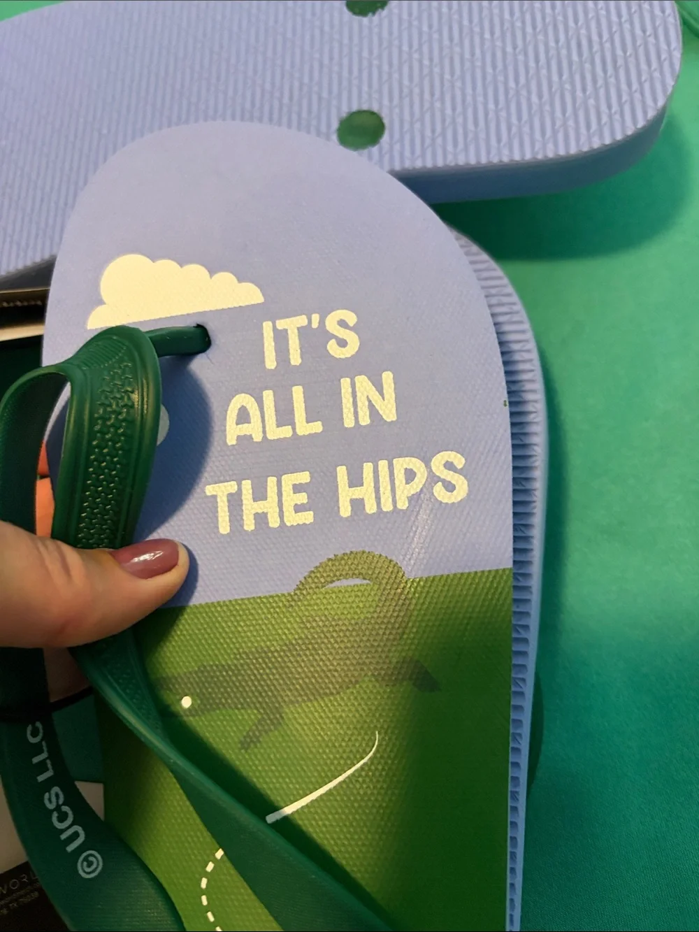 Men's Green & Purple Graphic Flip Flops